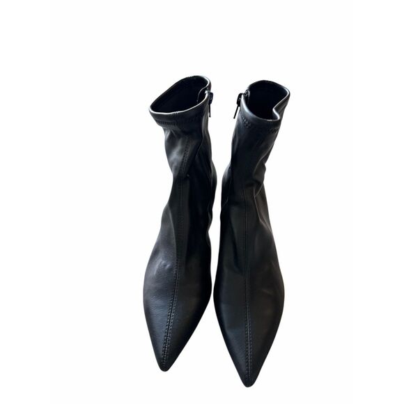Open Edit Sock Booties Size 8 Black Pointed Toe Kitten Heel Side Zip NEW - Picture 5 of 7
